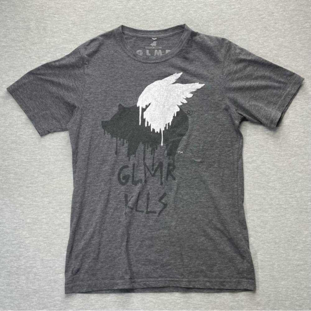 Glmr Kills Adult Grey White Flying Pig T-Shirt Size Small